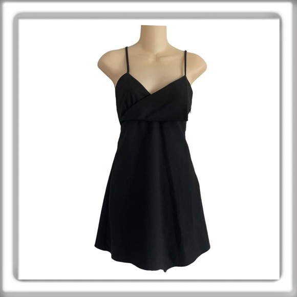 Zara Black Strappy Back Sleeveless Mini Dress Tuxedo Front Size Small NWT - Picture 1 of 11